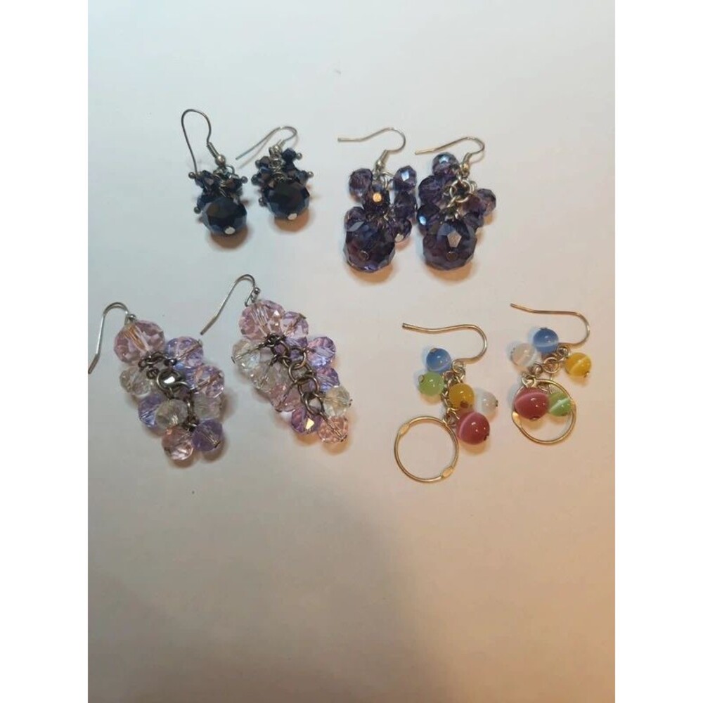 Four Pairs Beaded Drop Earrings